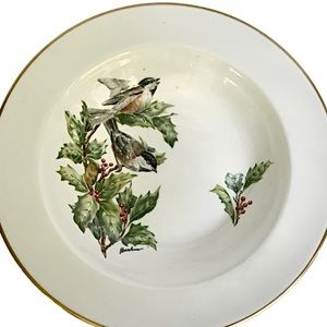 BOEHM Chickadees and Holly Rim Soup Bowl